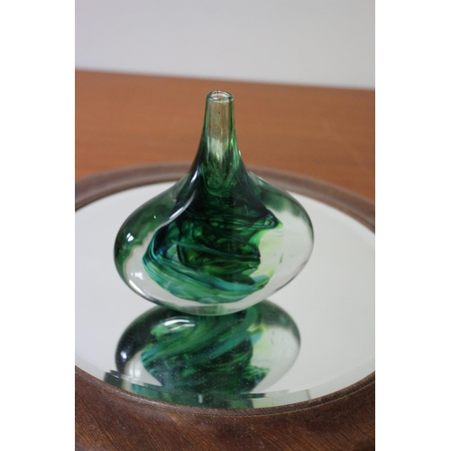 123 - Bud Vase in Deep Green Glass With Inner Swirl Design - Hand Blown - 12.5cm