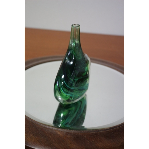 123 - Bud Vase in Deep Green Glass With Inner Swirl Design - Hand Blown - 12.5cm