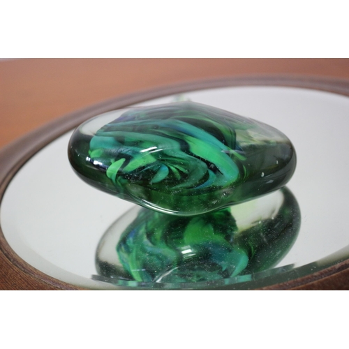 123 - Bud Vase in Deep Green Glass With Inner Swirl Design - Hand Blown - 12.5cm