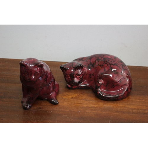 13 - 2x Porcelain Flambé Cats