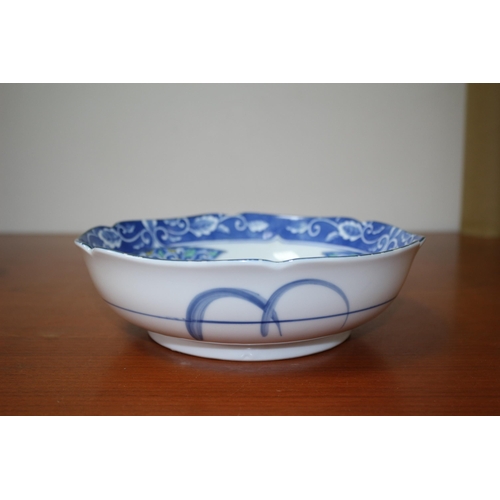 132 - Vintage Japanese Blue and White - Highly Decorative Bowl - 21.5cm