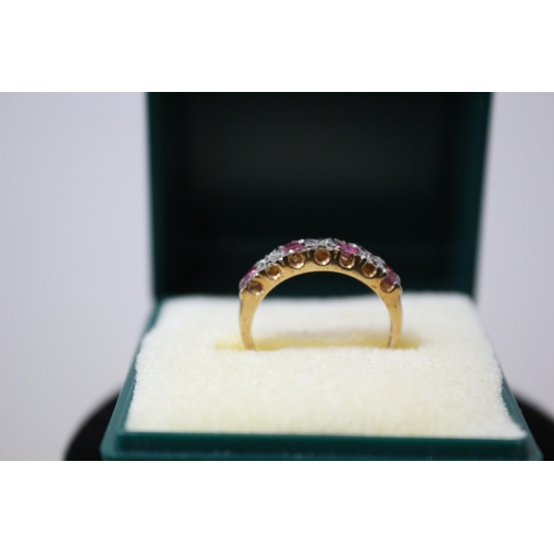 181 - 9ct Yellow Gold Hallmarked Ring with Diamonds and Ruby's - Size L