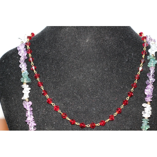 182 - Ruby Necklace Plus an Amethyst & Precious Stone Necklace