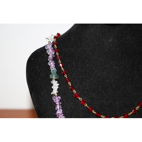 182 - Ruby Necklace Plus an Amethyst & Precious Stone Necklace