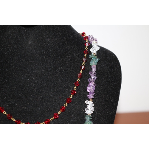 182 - Ruby Necklace Plus an Amethyst & Precious Stone Necklace