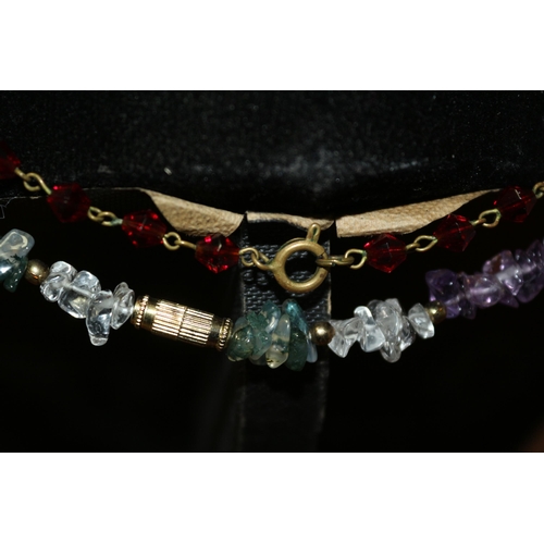 182 - Ruby Necklace Plus an Amethyst & Precious Stone Necklace