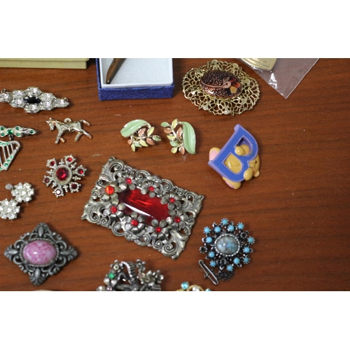 187 - Good Selection of Costume Brooches - Earrings and Necklaces