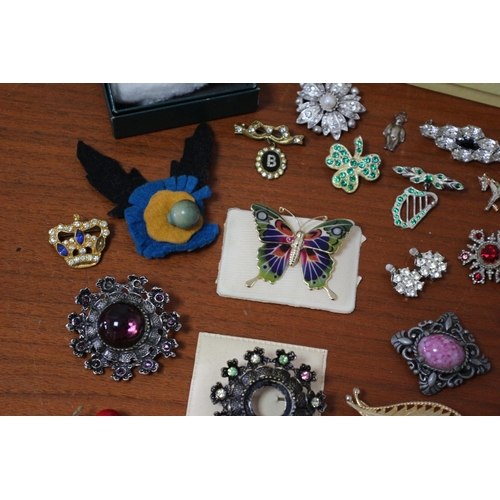 187 - Good Selection of Costume Brooches - Earrings and Necklaces