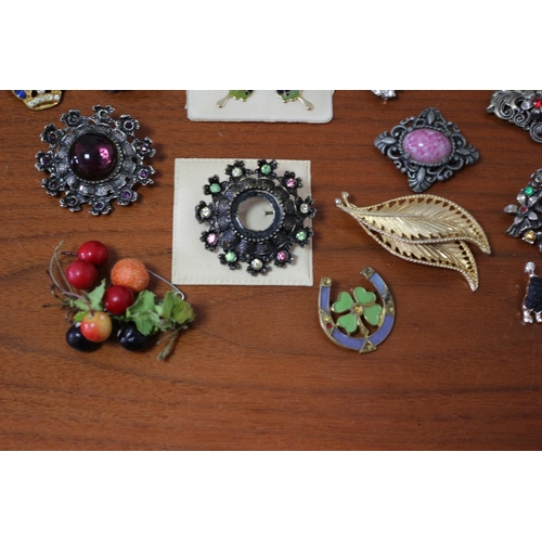 187 - Good Selection of Costume Brooches - Earrings and Necklaces