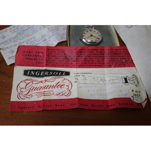 192 - 1960's Ingersoll Nurses Fob Watch with Original Receipt and Guarantee Certificate in Box