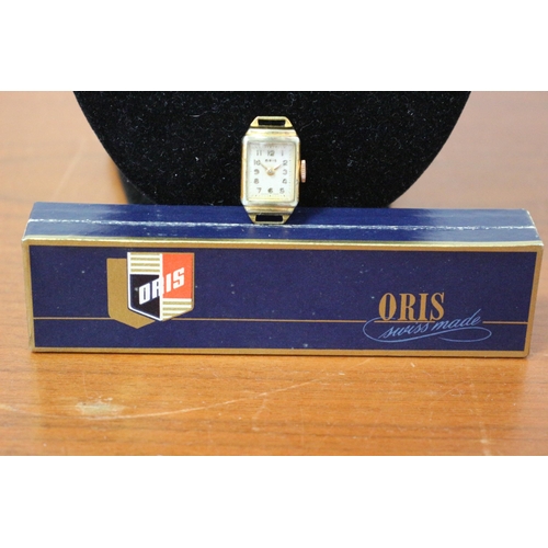 196 - Vintage Oris Rolled Gold Cocktail Tank Style Watch in Original Box