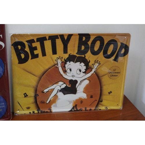 198 - 5 x Betty Boop Tin Signs