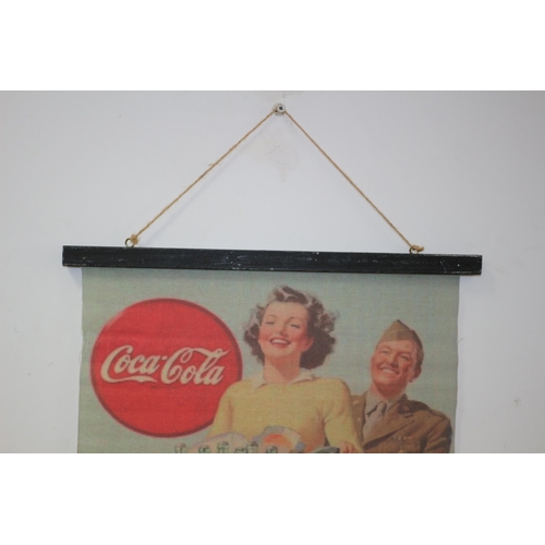 200 - Coca Cola Canvas Scroll Wall Hanger - 80 x 46cm