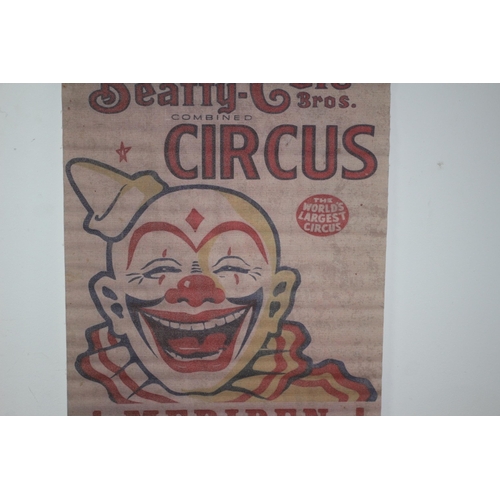 203 - Clyde Beatty-Cole Brothers Circus Canvas Scroll Wall Hanger - 80 x 46cm