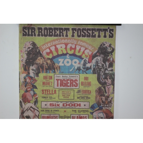 205 - Sir Robert Fossett's Circus Canvas Scroll Wall Hanger - 80 x 46cm