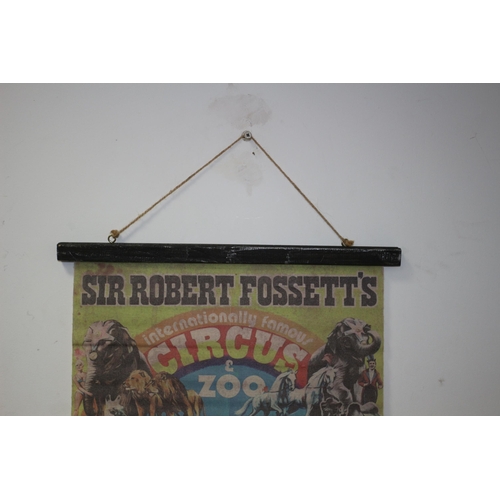 209 - Sir Robert Fossett's Circus Canvas Scroll Wall Hanger - 80 x 46cm