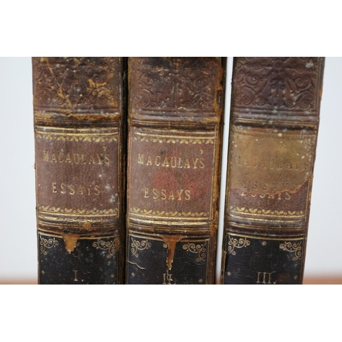 214 - 1843 1st Edition 3 Volumes of Critical & Historical Macaulay's  Essays Contributed to the Edinburgh ... 