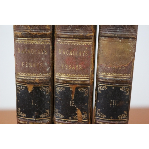 214 - 1843 1st Edition 3 Volumes of Critical & Historical Macaulay's  Essays Contributed to the Edinburgh ... 