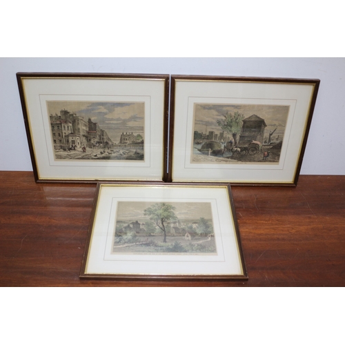 224 - 3 x 1800's Hand Coloured Engravings of London Scenes - Marylebone - Tyburn & Horseferry