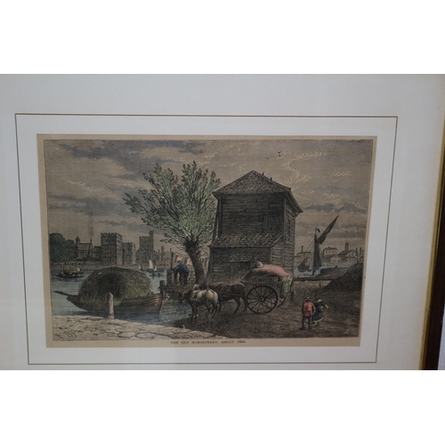 224 - 3 x 1800's Hand Coloured Engravings of London Scenes - Marylebone - Tyburn & Horseferry