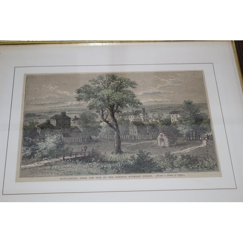 224 - 3 x 1800's Hand Coloured Engravings of London Scenes - Marylebone - Tyburn & Horseferry