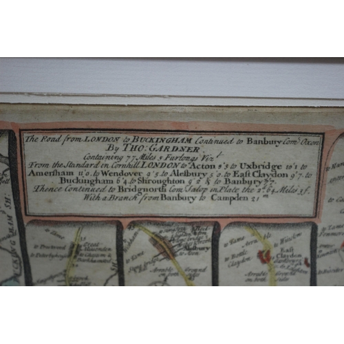 225 - c1719 London to Buckingham Road Map Inscribed to Sir John Isham by John Senex