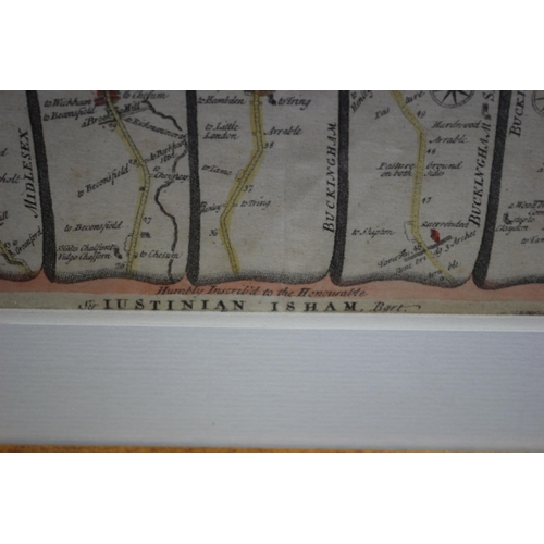 225 - c1719 London to Buckingham Road Map Inscribed to Sir John Isham by John Senex