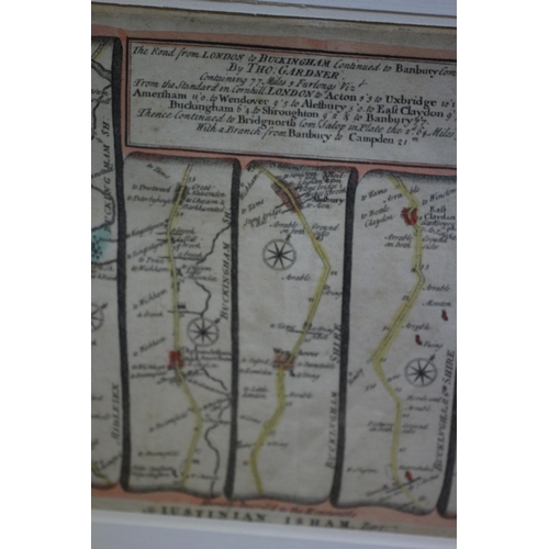 225 - c1719 London to Buckingham Road Map Inscribed to Sir John Isham by John Senex