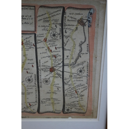 225 - c1719 London to Buckingham Road Map Inscribed to Sir John Isham by John Senex