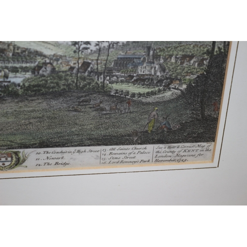 226 - 1749 Original Hand Coloured Engraving by Samuel & Nathaniel Buck - Titled: The North West Prospect o... 