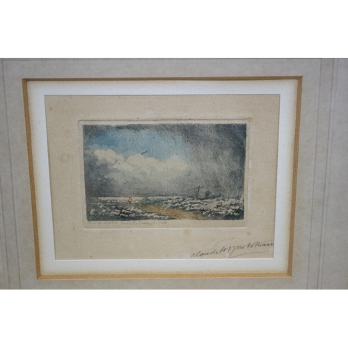 229 - Signed Aquatint Engraving in Colour by Claude Hamilton Rowbotham - b1864 - Titled: Passing Showers G... 