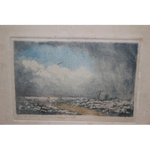 229 - Signed Aquatint Engraving in Colour by Claude Hamilton Rowbotham - b1864 - Titled: Passing Showers G... 