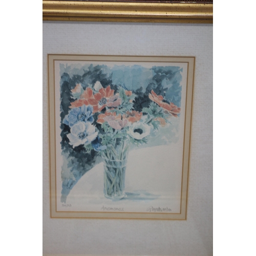 230 - 4 x Glyn Martin BA  Signed Limited Edition Framed Prints - Anemones, Marigolds, Freesias and Sweet P... 