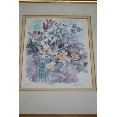 230 - 4 x Glyn Martin BA  Signed Limited Edition Framed Prints - Anemones, Marigolds, Freesias and Sweet P... 