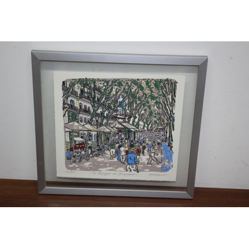 232 - Limited Edition Signed Block Print by Jaume Canut number 105/125 - Titled La Ramblas De Barcelona - ... 