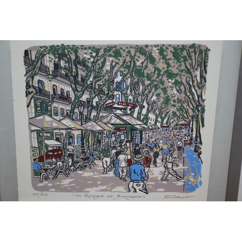 232 - Limited Edition Signed Block Print by Jaume Canut number 105/125 - Titled La Ramblas De Barcelona - ... 