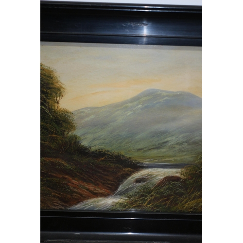 234 - Antique (Victorian), Indistinguishably Signed Oil on Board of a Landscape with Running Stream - 71 x... 