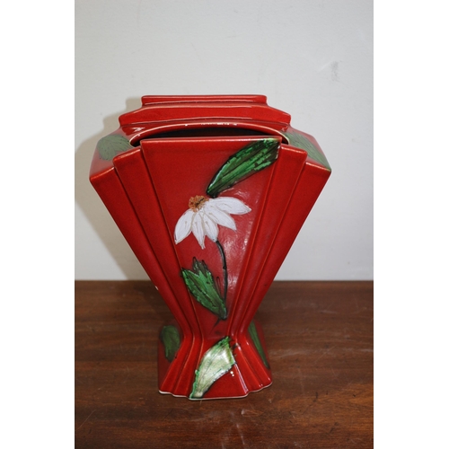 243 - Beautiful Anita Harris Signed Flower Design, Highly Decoratively Glazed Fan Vase