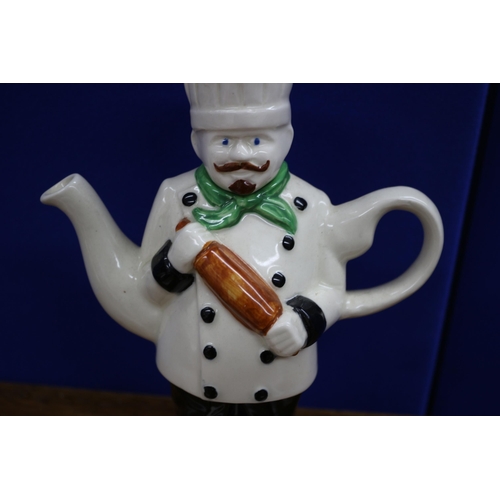 245 - Highly Collectable Tony Carter Pottery Tea Pot - The Chef - 22cm Tall