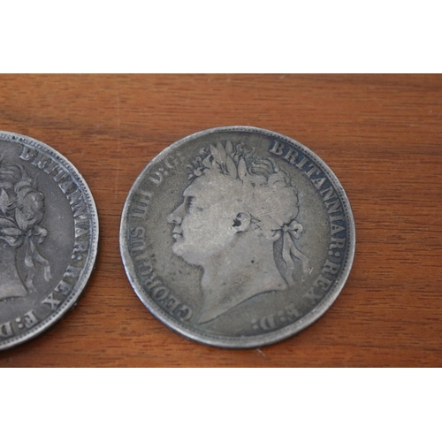 33 - 2 x 1821 Silver Georgian Crowns