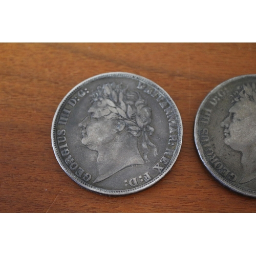 33 - 2 x 1821 Silver Georgian Crowns