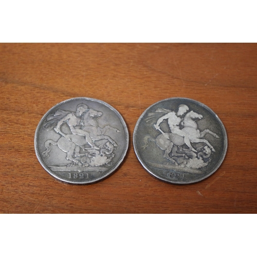 33 - 2 x 1821 Silver Georgian Crowns