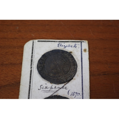 38 - Circa 1570 Elizabethan Sixpences & Penny