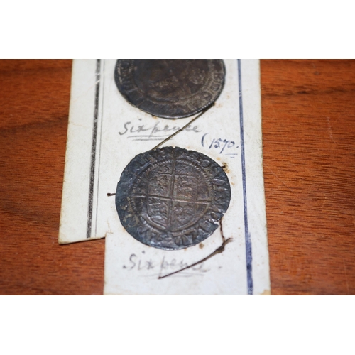 38 - Circa 1570 Elizabethan Sixpences & Penny