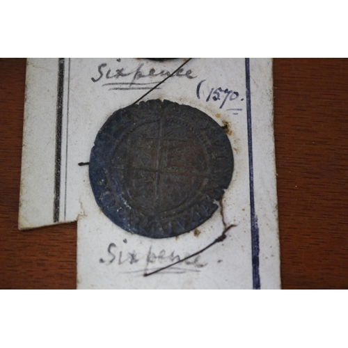 38 - Circa 1570 Elizabethan Sixpences & Penny