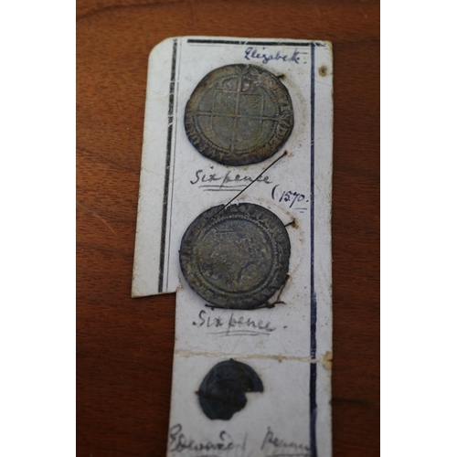 38 - Circa 1570 Elizabethan Sixpences & Penny