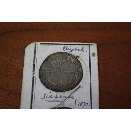 38 - Circa 1570 Elizabethan Sixpences & Penny