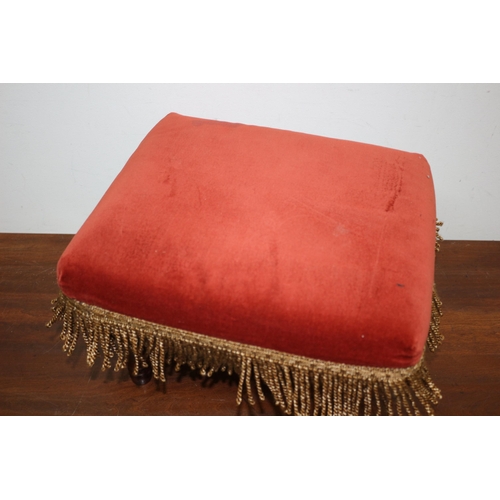 6 - Aged Foot Stool with Cushioned Top and Frilled Edging