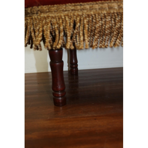 6 - Aged Foot Stool with Cushioned Top and Frilled Edging