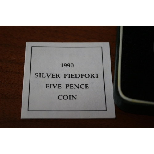 68 - 1990 Silver Piedfort 5 Pence coin, Royal Mint